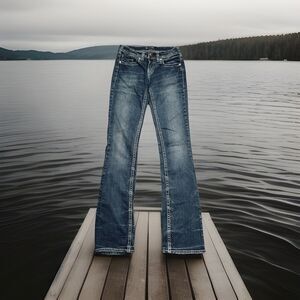 Silver Jeans Aiko Bootcut 25 (25x33.5) Blue Denim Stretch Distress Womens